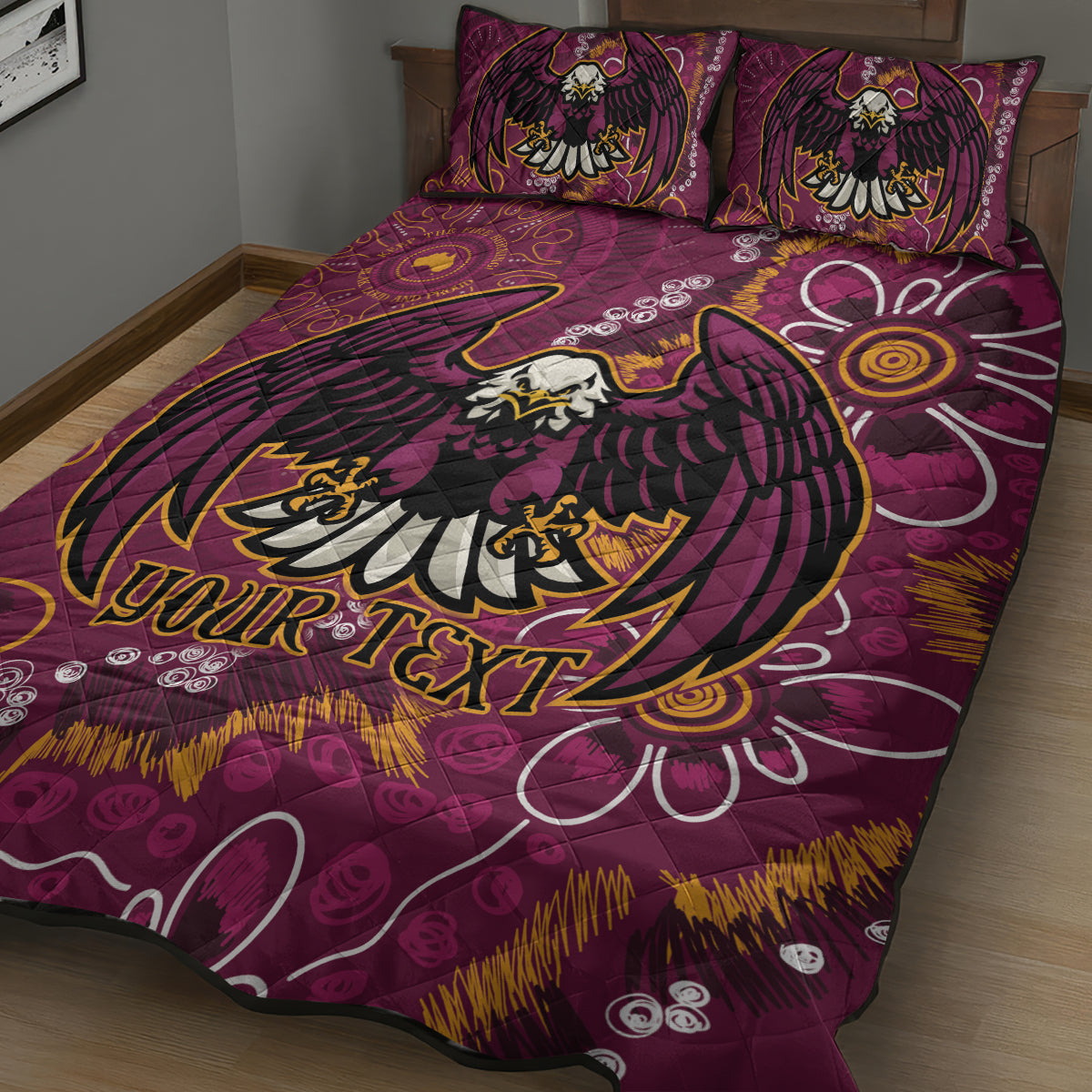 Personalised Sea Eagles NAIDOC Week 2024 Quilt Bed Set Aboriginal Fire Burning Sparks