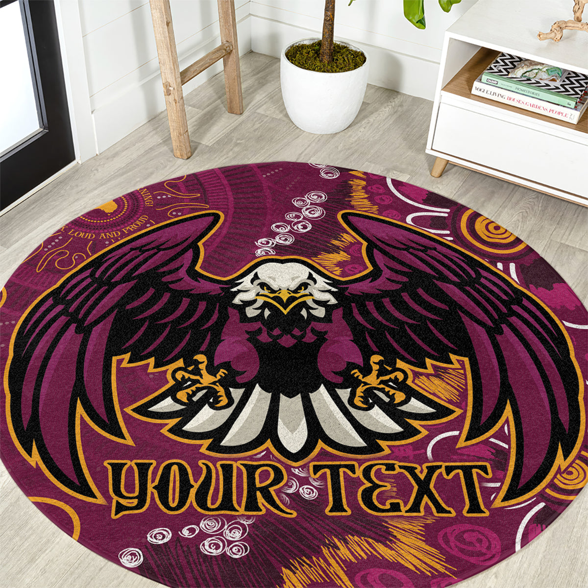 Personalised Sea Eagles NAIDOC Week 2024 Round Carpet Aboriginal Fire Burning Sparks