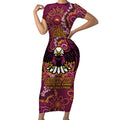 Personalised Sea Eagles NAIDOC Week 2024 Short Sleeve Bodycon Dress Aboriginal Fire Burning Sparks
