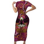 Personalised Sea Eagles NAIDOC Week 2024 Short Sleeve Bodycon Dress Aboriginal Fire Burning Sparks