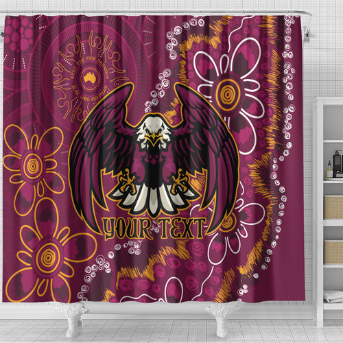 Personalised Sea Eagles NAIDOC Week 2024 Shower Curtain Aboriginal Fire Burning Sparks