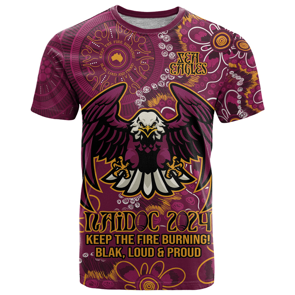 Personalised Sea Eagles NAIDOC Week 2024 T Shirt Aboriginal Fire Burning Sparks