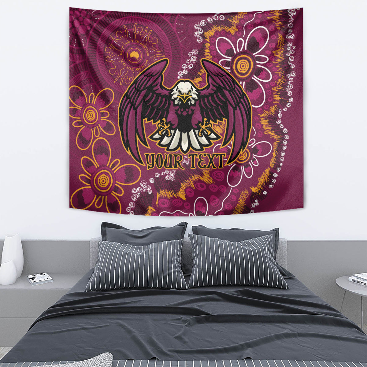 Personalised Sea Eagles NAIDOC Week 2024 Tapestry Aboriginal Fire Burning Sparks