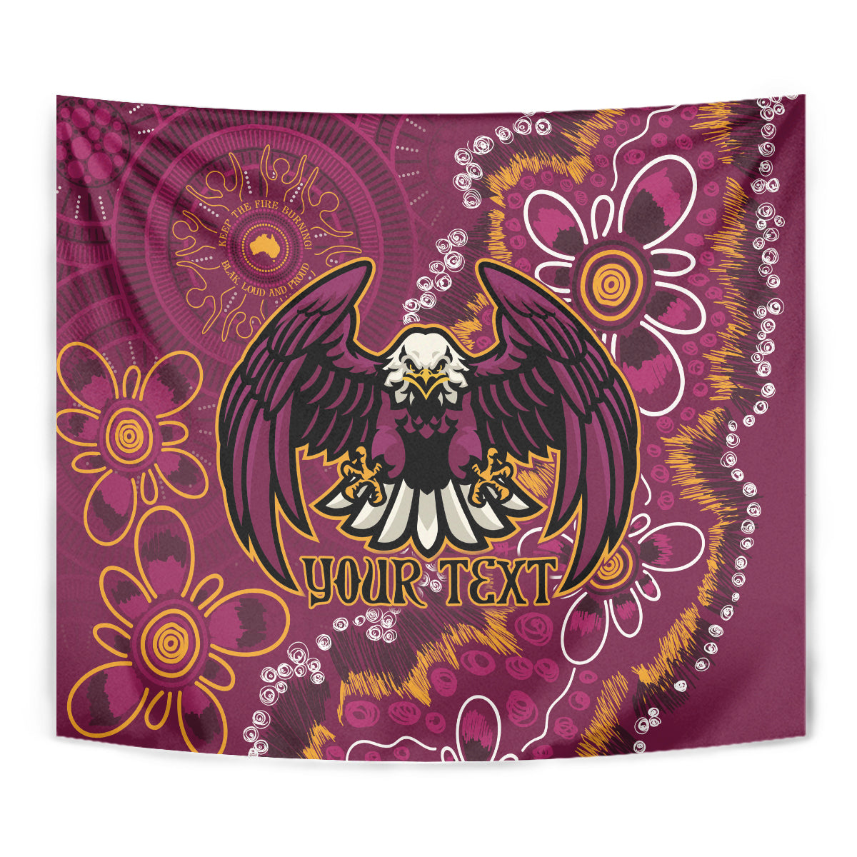 Personalised Sea Eagles NAIDOC Week 2024 Tapestry Aboriginal Fire Burning Sparks