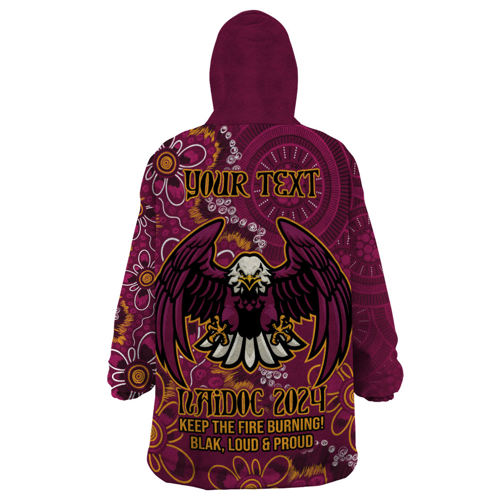 Personalised Sea Eagles NAIDOC Week 2024 Wearable Blanket Hoodie Aboriginal Fire Burning Sparks