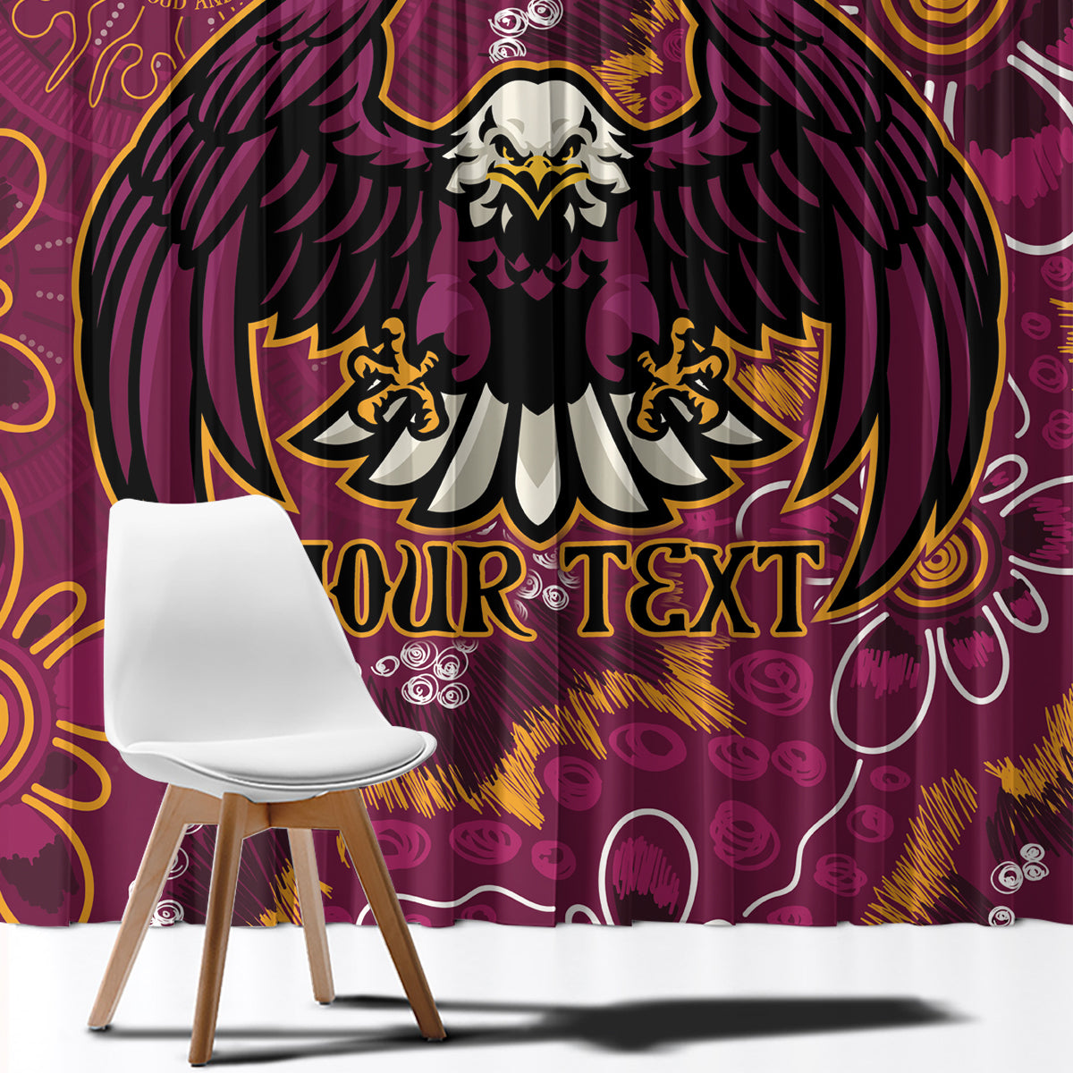 Personalised Sea Eagles NAIDOC Week 2024 Window Curtain Aboriginal Fire Burning Sparks