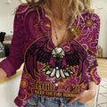 Personalised Sea Eagles NAIDOC Week 2024 Women Casual Shirt Aboriginal Fire Burning Sparks