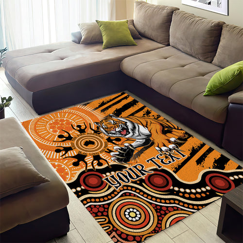 Personalised Wests Tigers NAIDOC Week 2024 Area Rug Aboriginal Fire Burning Sparks
