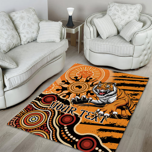 Personalised Wests Tigers NAIDOC Week 2024 Area Rug Aboriginal Fire Burning Sparks