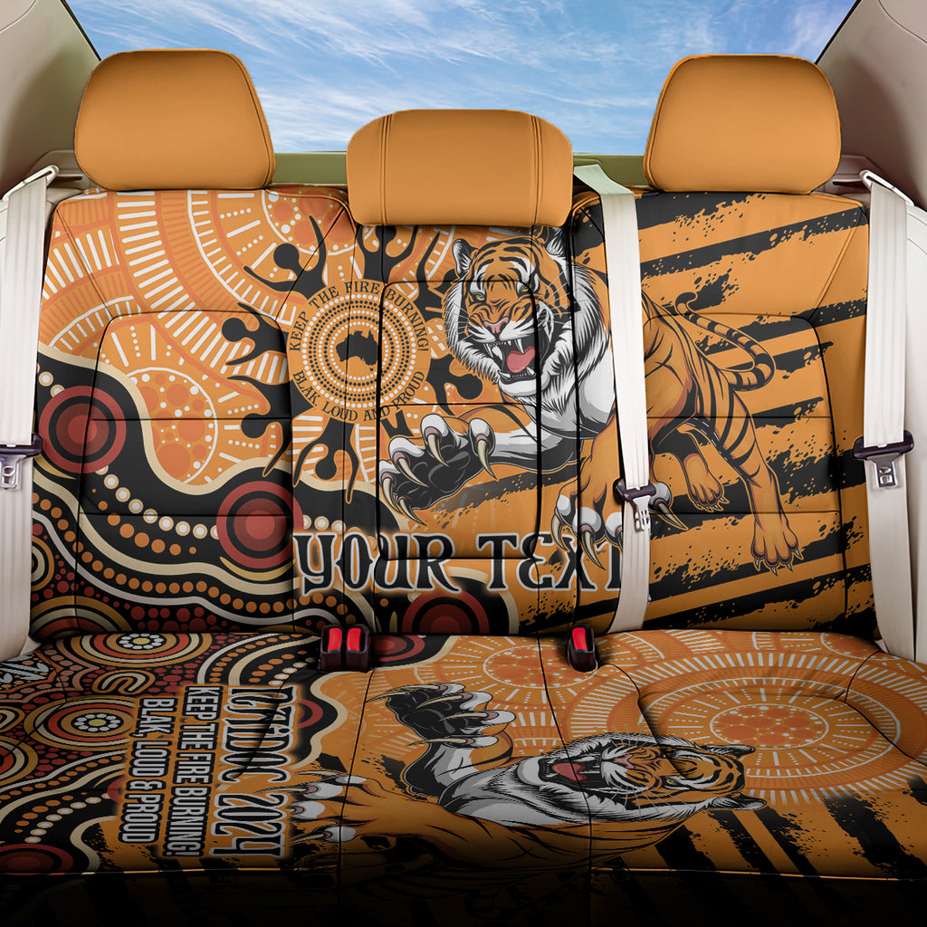 Personalised Wests Tigers NAIDOC Week 2024 Back Car Seat Cover Aboriginal Fire Burning Sparks