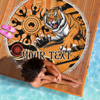 Personalised Wests Tigers NAIDOC Week 2024 Beach Blanket Aboriginal Fire Burning Sparks
