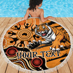 Personalised Wests Tigers NAIDOC Week 2024 Beach Blanket Aboriginal Fire Burning Sparks