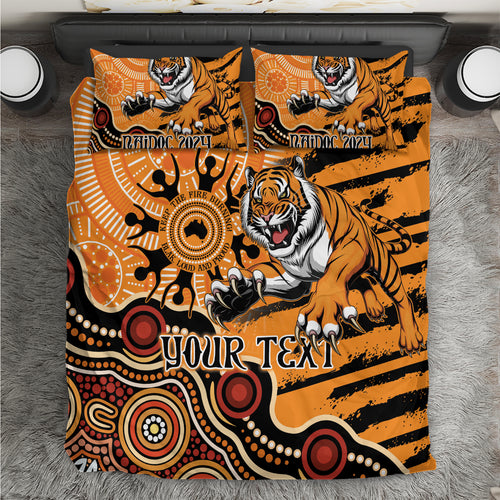 Personalised Wests Tigers NAIDOC Week 2024 Bedding Set Aboriginal Fire Burning Sparks