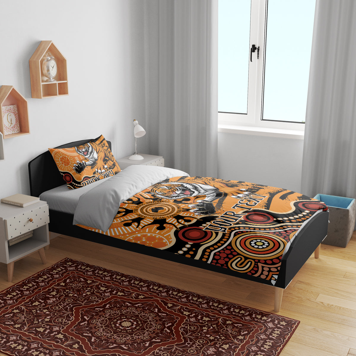 Personalised Wests Tigers NAIDOC Week 2024 Bedding Set Aboriginal Fire Burning Sparks