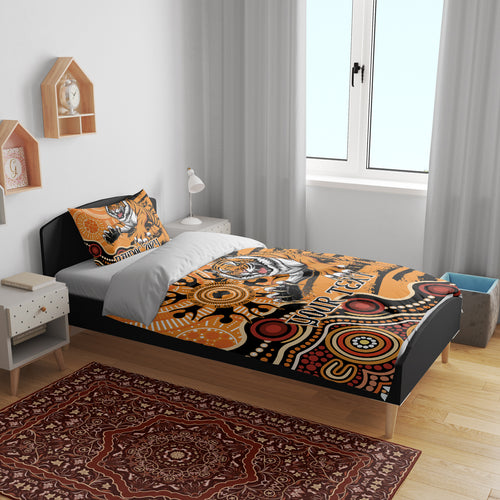 Personalised Wests Tigers NAIDOC Week 2024 Bedding Set Aboriginal Fire Burning Sparks