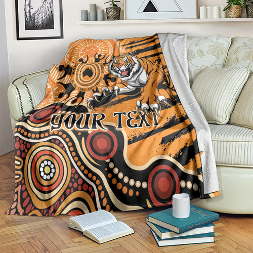 Personalised Wests Tigers NAIDOC Week 2024 Blanket Aboriginal Fire Burning Sparks