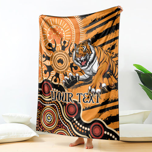 Personalised Wests Tigers NAIDOC Week 2024 Blanket Aboriginal Fire Burning Sparks