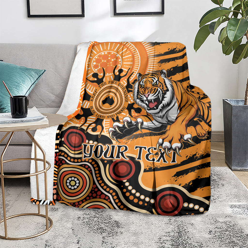 Personalised Wests Tigers NAIDOC Week 2024 Blanket Aboriginal Fire Burning Sparks