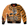 Personalised Wests Tigers NAIDOC Week 2024 Bomber Jacket Aboriginal Fire Burning Sparks