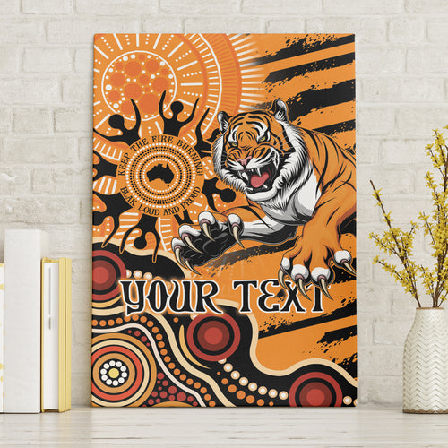 Personalised Wests Tigers NAIDOC Week 2024 Canvas Wall Art Aboriginal Fire Burning Sparks