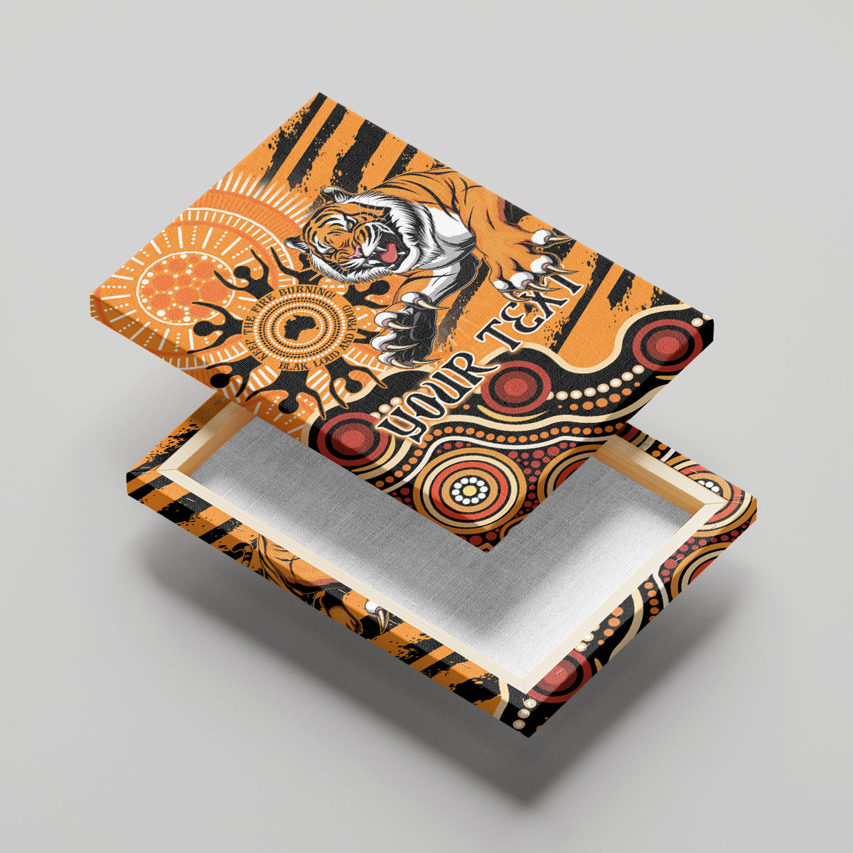 Personalised Wests Tigers NAIDOC Week 2024 Canvas Wall Art Aboriginal Fire Burning Sparks
