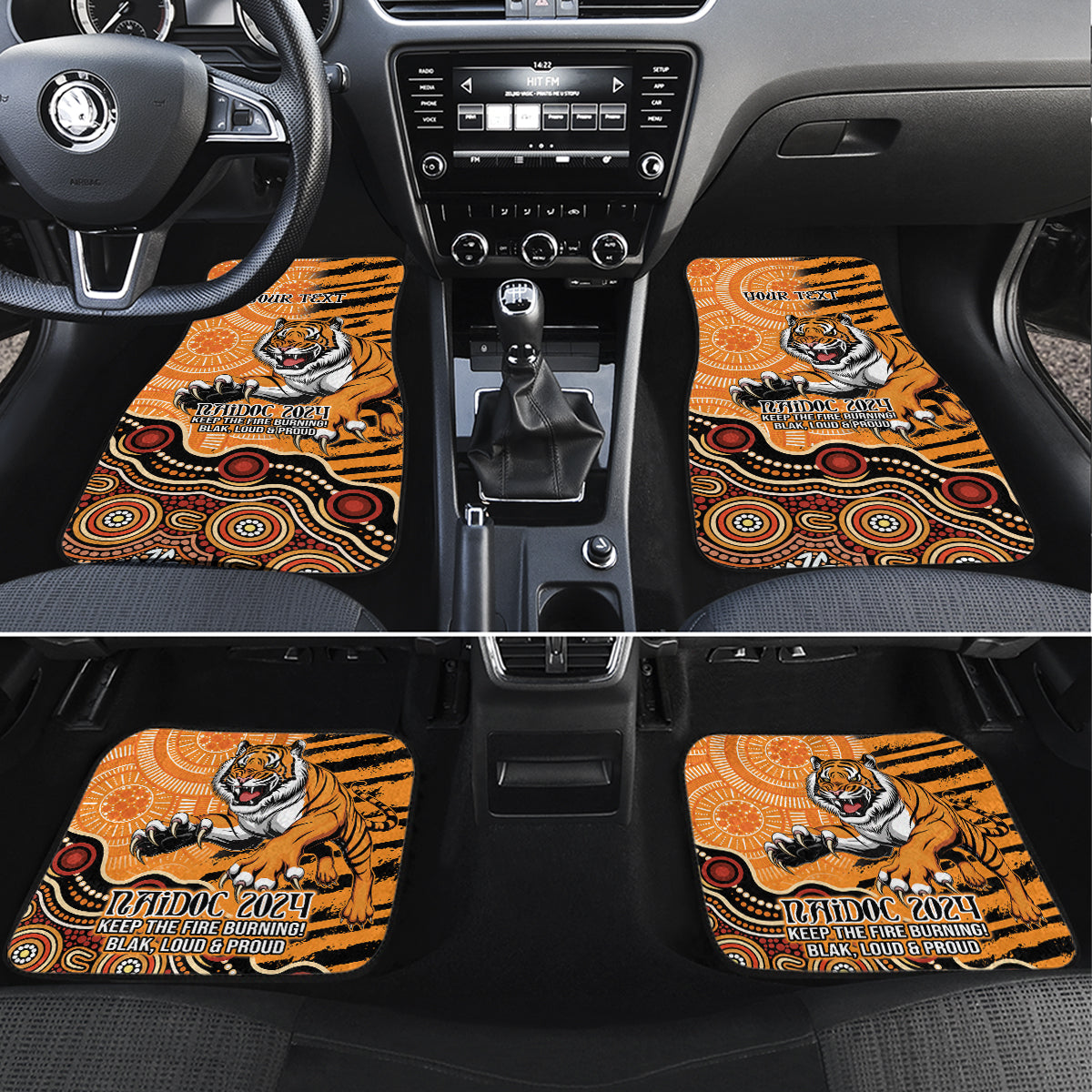 Personalised Wests Tigers NAIDOC Week 2024 Car Mats Aboriginal Fire Burning Sparks
