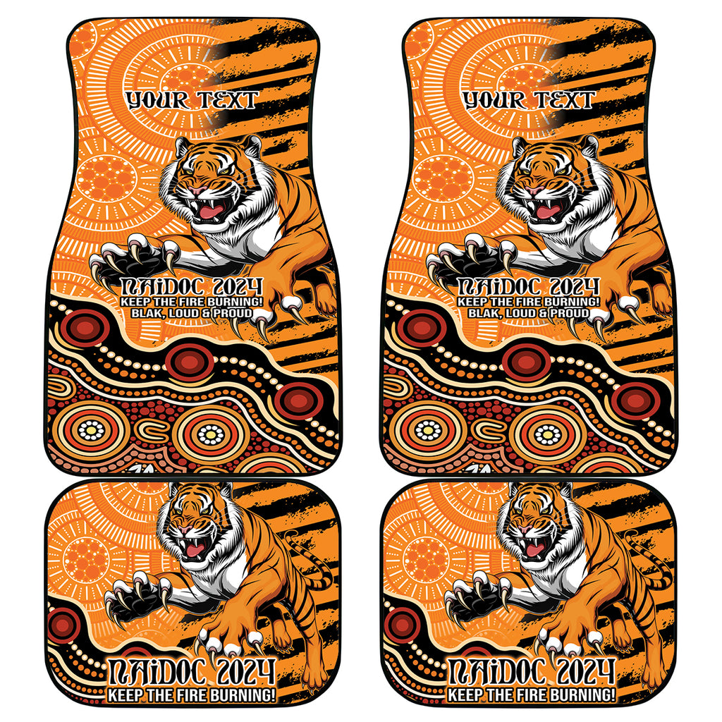 Personalised Wests Tigers NAIDOC Week 2024 Car Mats Aboriginal Fire Burning Sparks