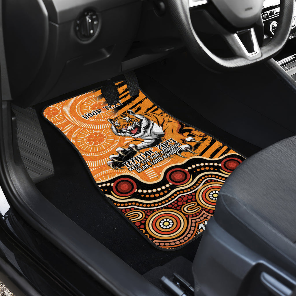 Personalised Wests Tigers NAIDOC Week 2024 Car Mats Aboriginal Fire Burning Sparks