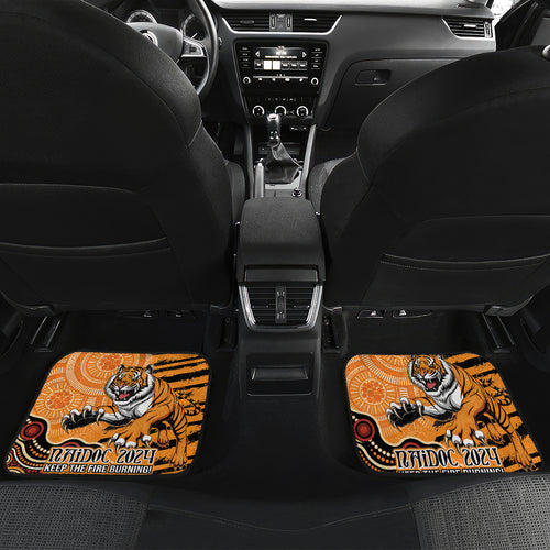 Personalised Wests Tigers NAIDOC Week 2024 Car Mats Aboriginal Fire Burning Sparks