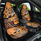 Personalised Wests Tigers NAIDOC Week 2024 Car Seat Cover Aboriginal Fire Burning Sparks