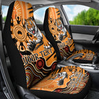 Personalised Wests Tigers NAIDOC Week 2024 Car Seat Cover Aboriginal Fire Burning Sparks