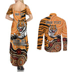 Personalised Wests Tigers NAIDOC Week 2024 Couples Matching Summer Maxi Dress and Long Sleeve Button Shirt Aboriginal Fire Burning Sparks