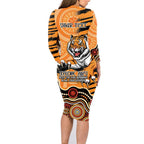 Personalised Wests Tigers NAIDOC Week 2024 Family Matching Long Sleeve Bodycon Dress and Hawaiian Shirt Aboriginal Fire Burning Sparks