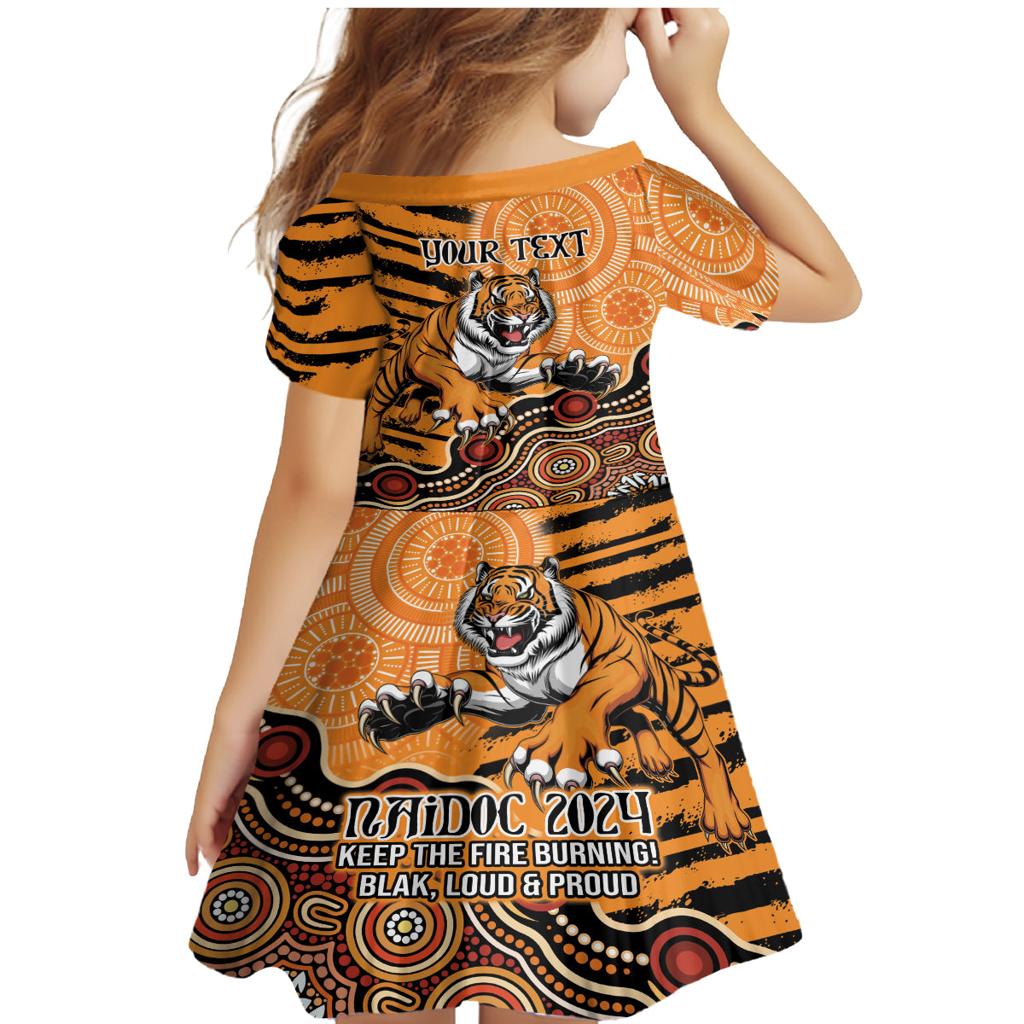Personalised Wests Tigers NAIDOC Week 2024 Family Matching Mermaid Dress and Hawaiian Shirt Aboriginal Fire Burning Sparks