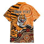 Personalised Wests Tigers NAIDOC Week 2024 Family Matching Mermaid Dress and Hawaiian Shirt Aboriginal Fire Burning Sparks