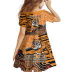 Personalised Wests Tigers NAIDOC Week 2024 Family Matching Off Shoulder Maxi Dress and Hawaiian Shirt Aboriginal Fire Burning Sparks
