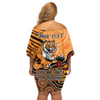Personalised Wests Tigers NAIDOC Week 2024 Family Matching Off Shoulder Short Dress and Hawaiian Shirt Aboriginal Fire Burning Sparks
