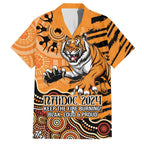 Personalised Wests Tigers NAIDOC Week 2024 Family Matching Short Sleeve Bodycon Dress and Hawaiian Shirt Aboriginal Fire Burning Sparks