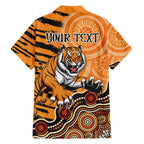 Personalised Wests Tigers NAIDOC Week 2024 Family Matching Short Sleeve Bodycon Dress and Hawaiian Shirt Aboriginal Fire Burning Sparks