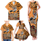 Personalised Wests Tigers NAIDOC Week 2024 Family Matching Tank Maxi Dress and Hawaiian Shirt Aboriginal Fire Burning Sparks