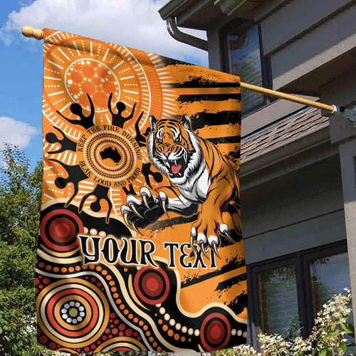 Personalised Wests Tigers NAIDOC Week 2024 Garden Flag Aboriginal Fire Burning Sparks