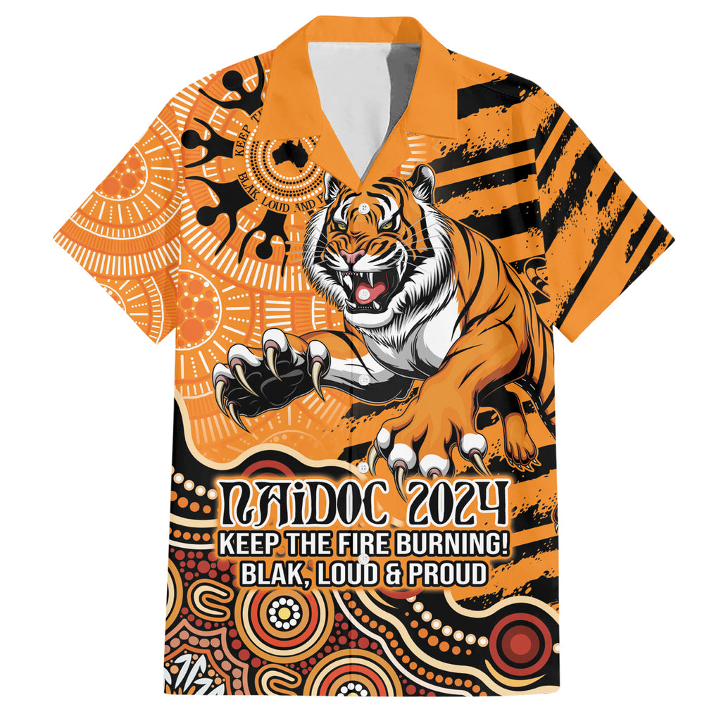 Personalised Wests Tigers NAIDOC Week 2024 Hawaiian Shirt Aboriginal Fire Burning Sparks