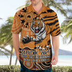 Personalised Wests Tigers NAIDOC Week 2024 Hawaiian Shirt Aboriginal Fire Burning Sparks
