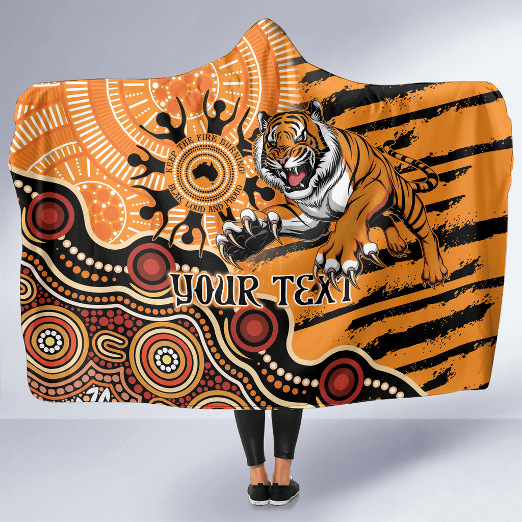 Personalised Wests Tigers NAIDOC Week 2024 Hooded Blanket Aboriginal Fire Burning Sparks