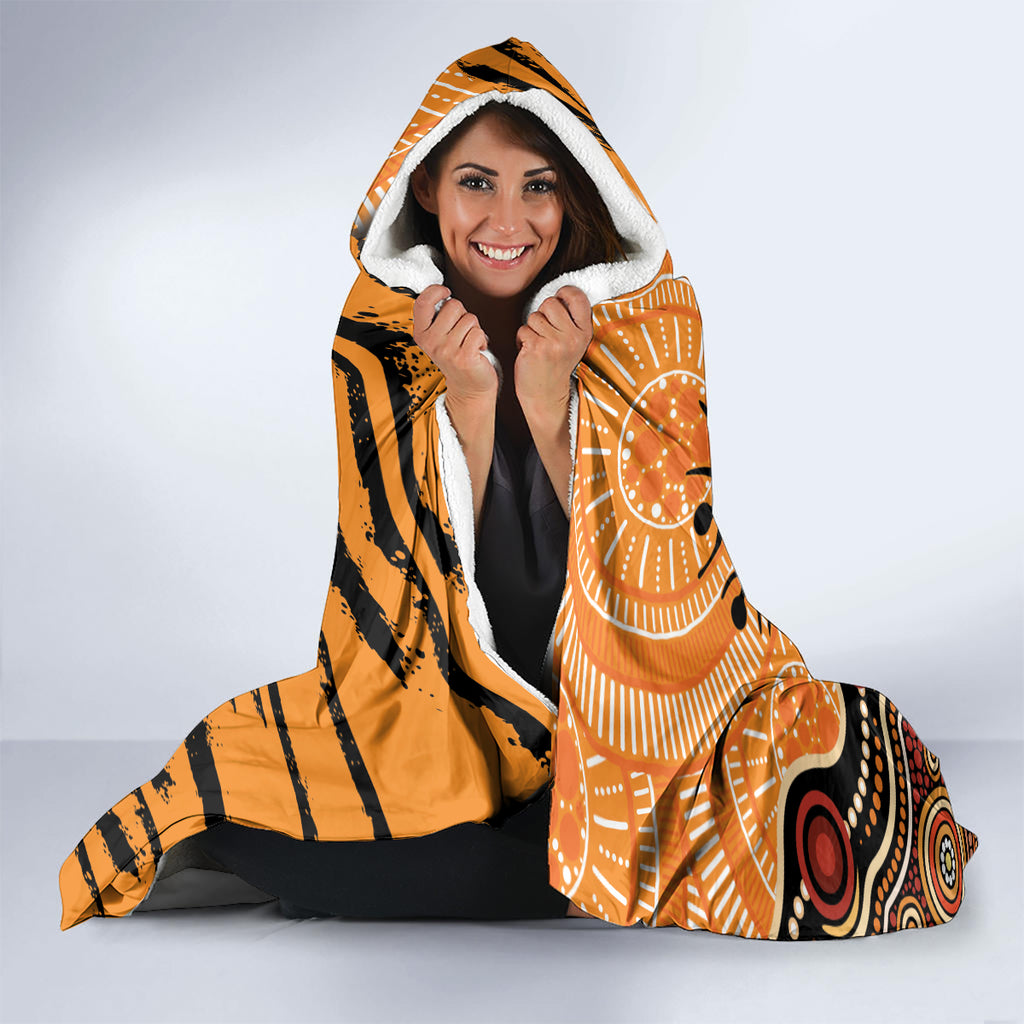 Personalised Wests Tigers NAIDOC Week 2024 Hooded Blanket Aboriginal Fire Burning Sparks