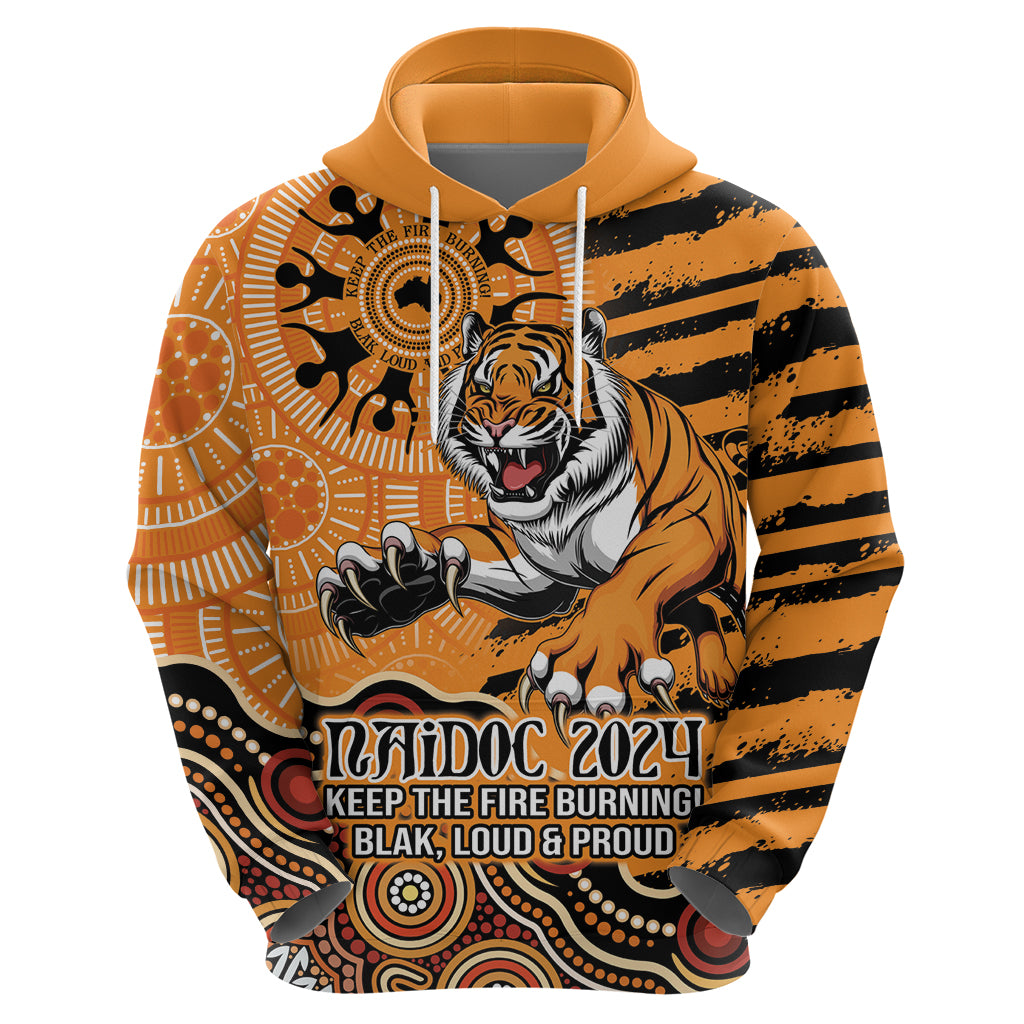 Personalised Wests Tigers NAIDOC Week 2024 Hoodie Aboriginal Fire Burning Sparks