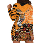 Personalised Wests Tigers NAIDOC Week 2024 Hoodie Dress Aboriginal Fire Burning Sparks