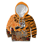 Personalised Wests Tigers NAIDOC Week 2024 Kid Hoodie Aboriginal Fire Burning Sparks