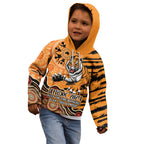 Personalised Wests Tigers NAIDOC Week 2024 Kid Hoodie Aboriginal Fire Burning Sparks