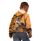 Personalised Wests Tigers NAIDOC Week 2024 Kid Hoodie Aboriginal Fire Burning Sparks